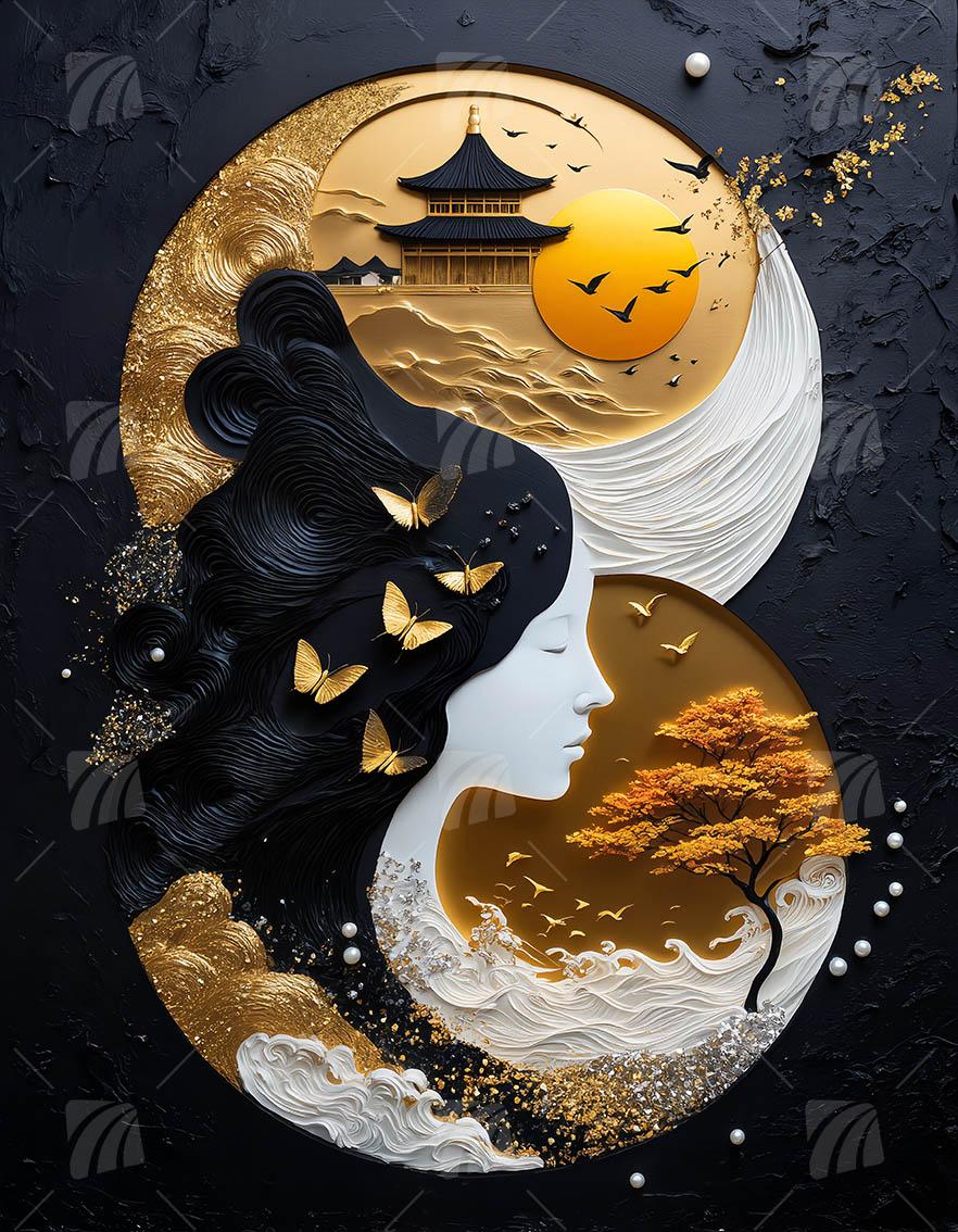 Die Seele Japans Japanische Ästhetik Wandbild auf Aluminium Dibond Spanntuch