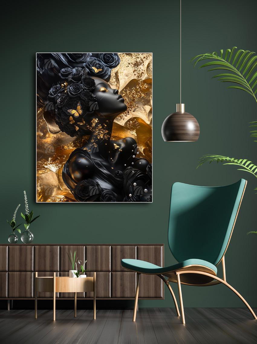 Golden Glamour Black & Gold Wandbild – Detailansicht