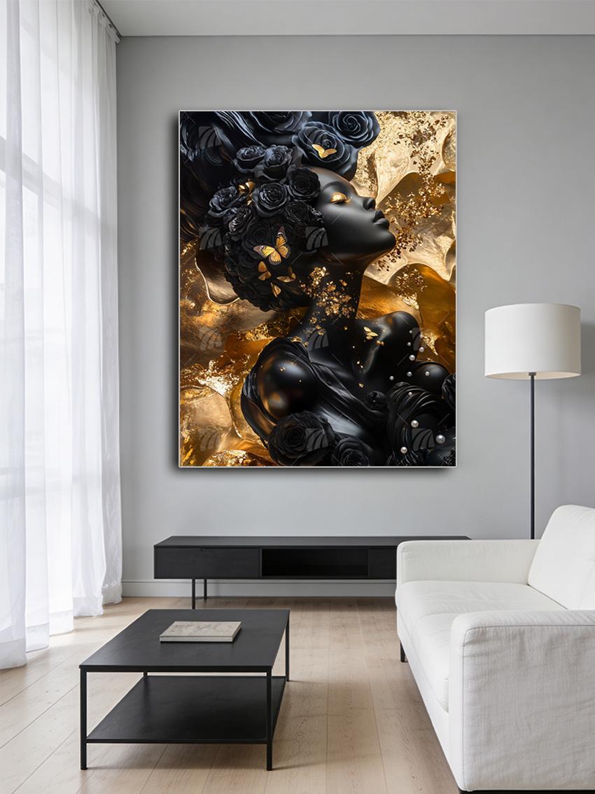 Golden Butterfly Black & Gold Wandbild – Detailansicht