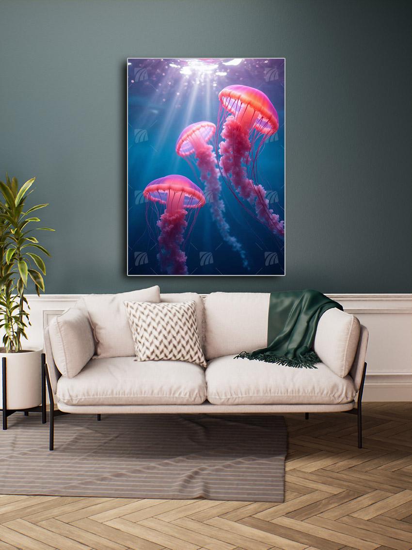 Tanz der Quallen Nature Wandbild – Detailansicht