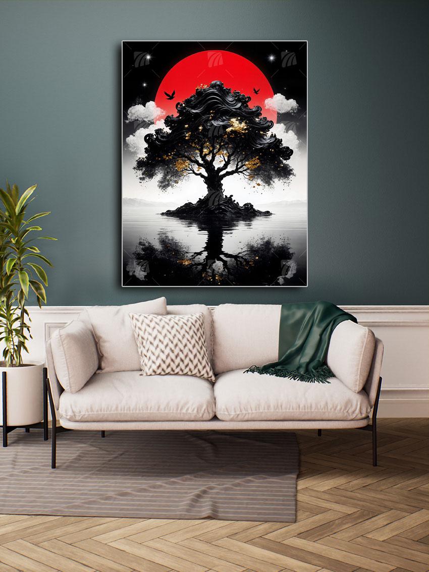 Der Lebensbaum des Zen Japanische Ästhetik Wandbild – Detailansicht