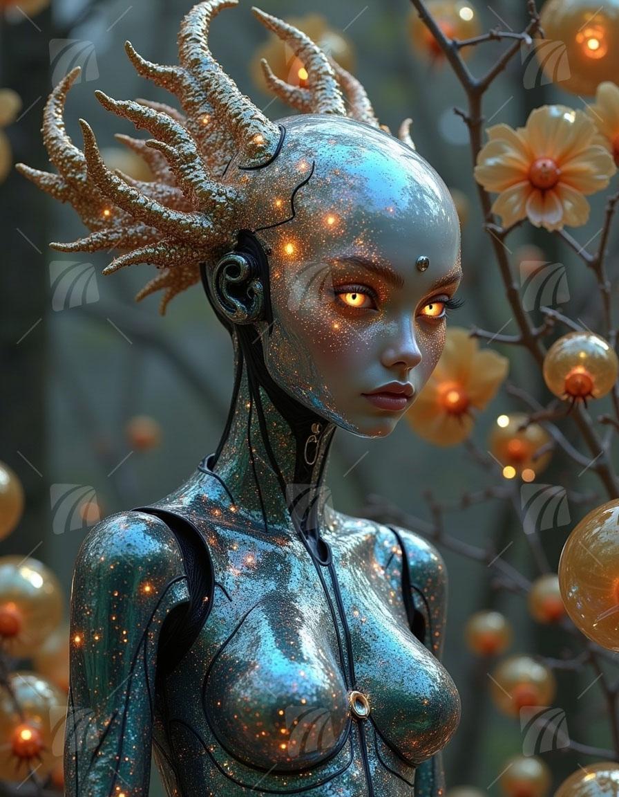 Cyber Oracle Mythisch Wandbild auf Aluminium Dibond Spanntuch