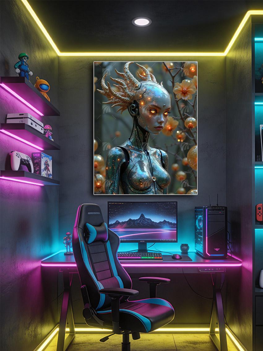 Cyber Oracle Mythisch Wandbild – Detailansicht