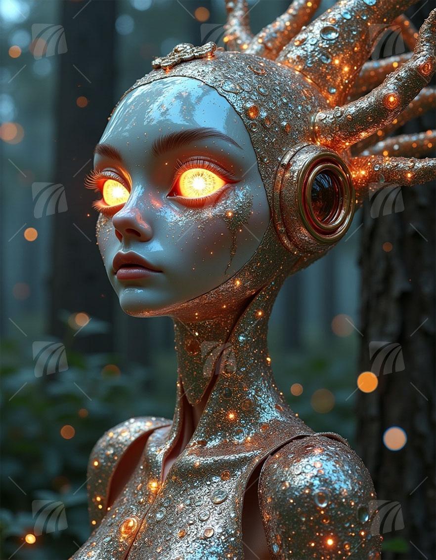 Golden Nexus Mythisch Wandbild auf Aluminium Dibond Spanntuch