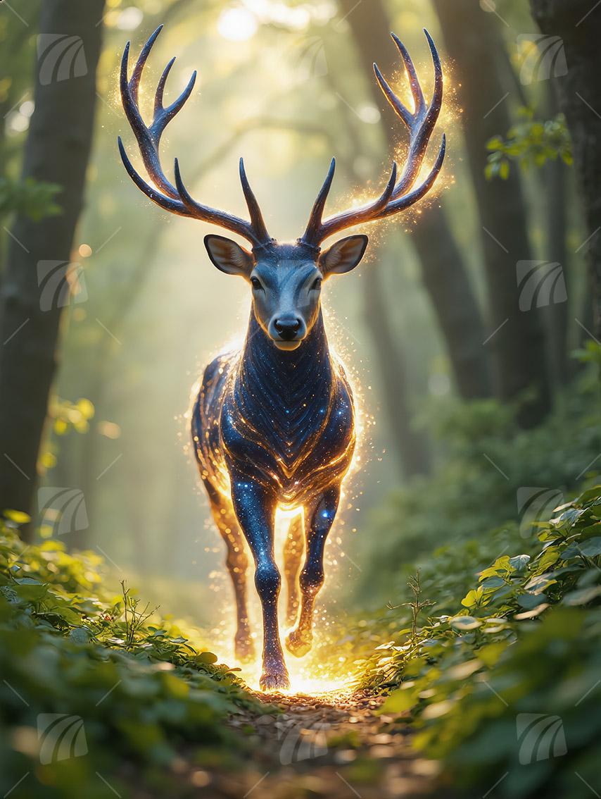 Sternen-Wächter Tiere Wandbild auf Aluminium Dibond Spanntuch