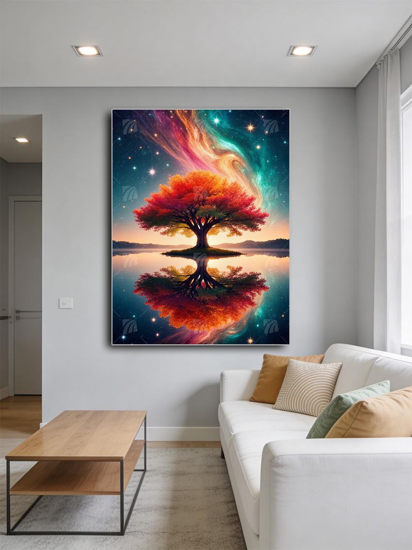Aurora-Lebensbaum Mythisch Wandbild – Detailansicht