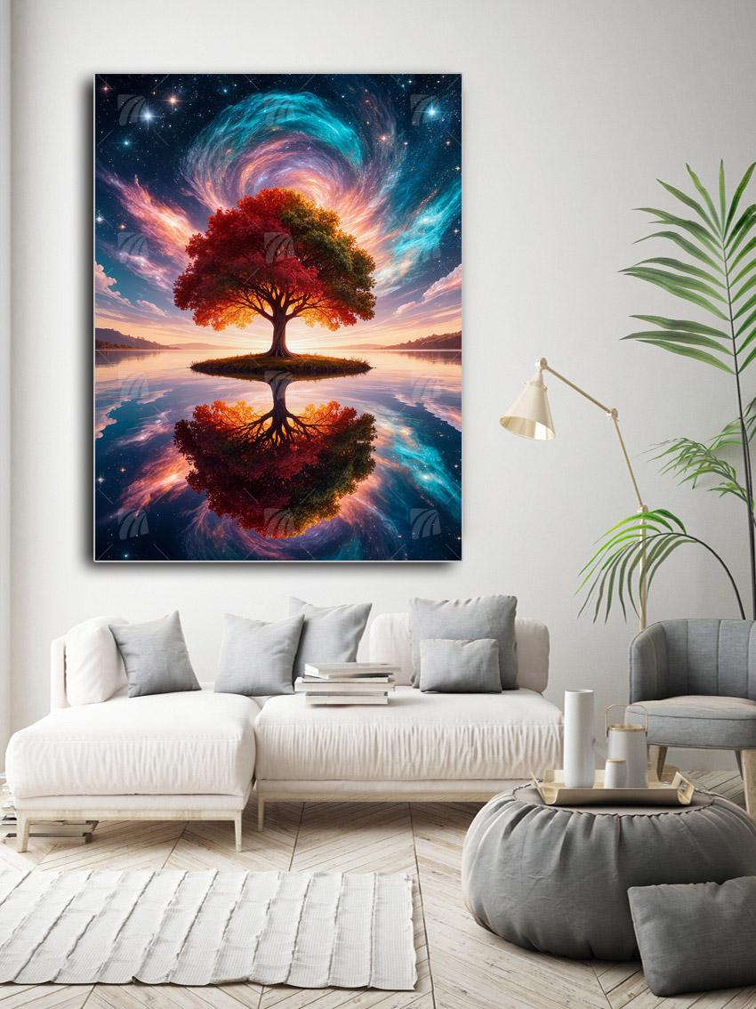 Galaktisches Erwachen Mythisch Wandbild – Detailansicht