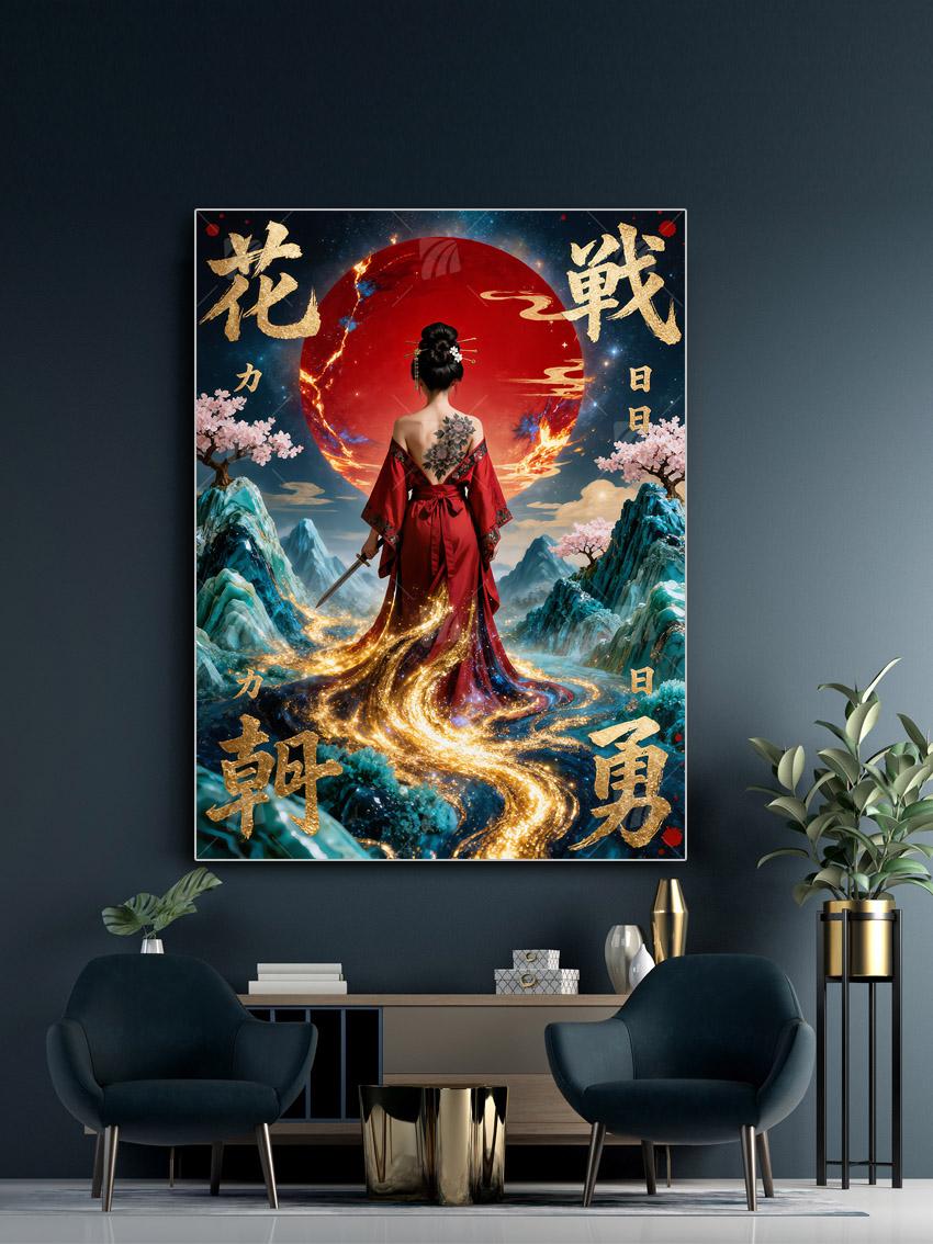 Die Pfadfinderin des Lichts Japanische Ästhetik Wandbild – Detailansicht