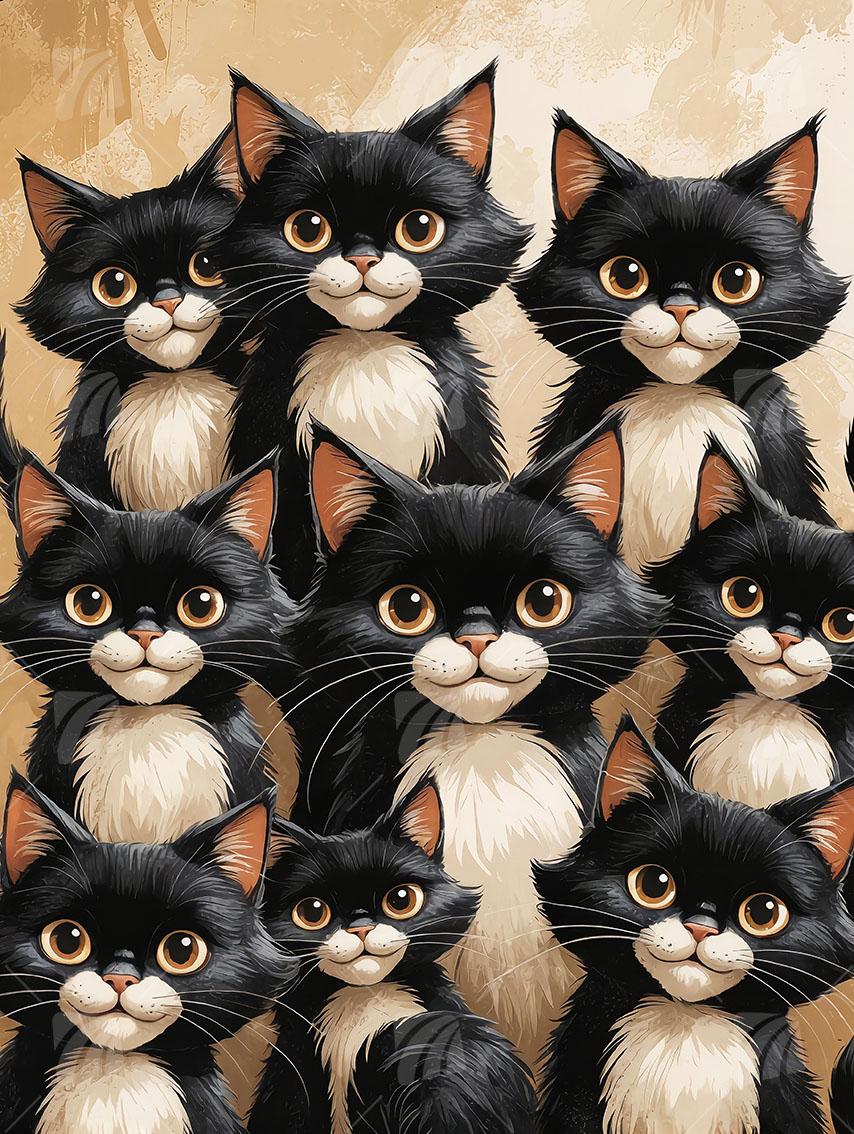  Tuxedo-Kätzchen Tiere Wandbild auf Aluminium Dibond Spanntuch