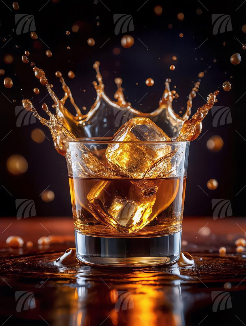 Amber Splash kitchen Wandbild auf Aluminium Dibond Spanntuch