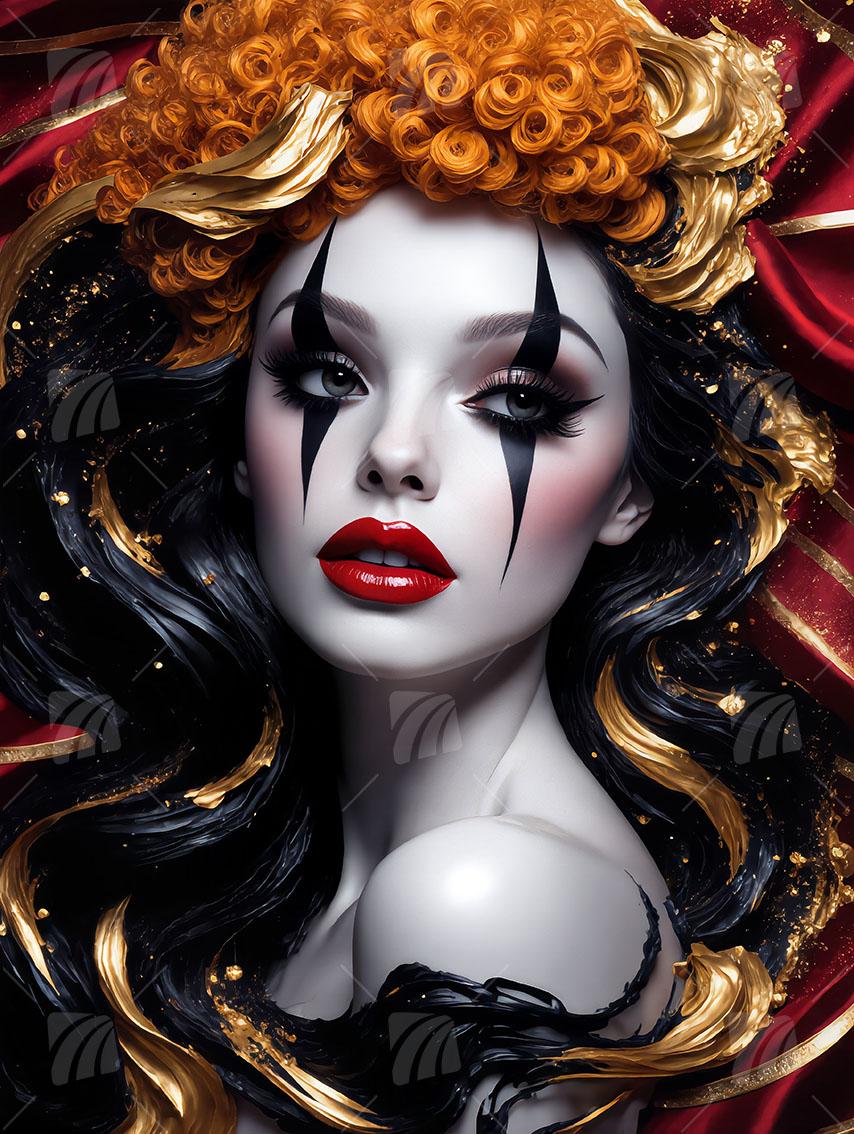 Gilded Harlequin Black & Gold Wandbild auf Aluminium Dibond Spanntuch