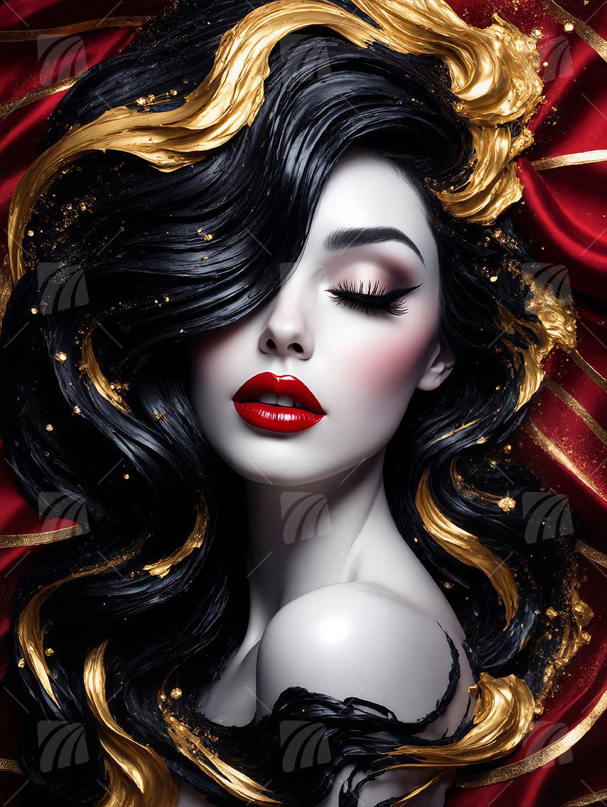 Golden Elegance Black & Gold Wandbild auf Aluminium Dibond Spanntuch