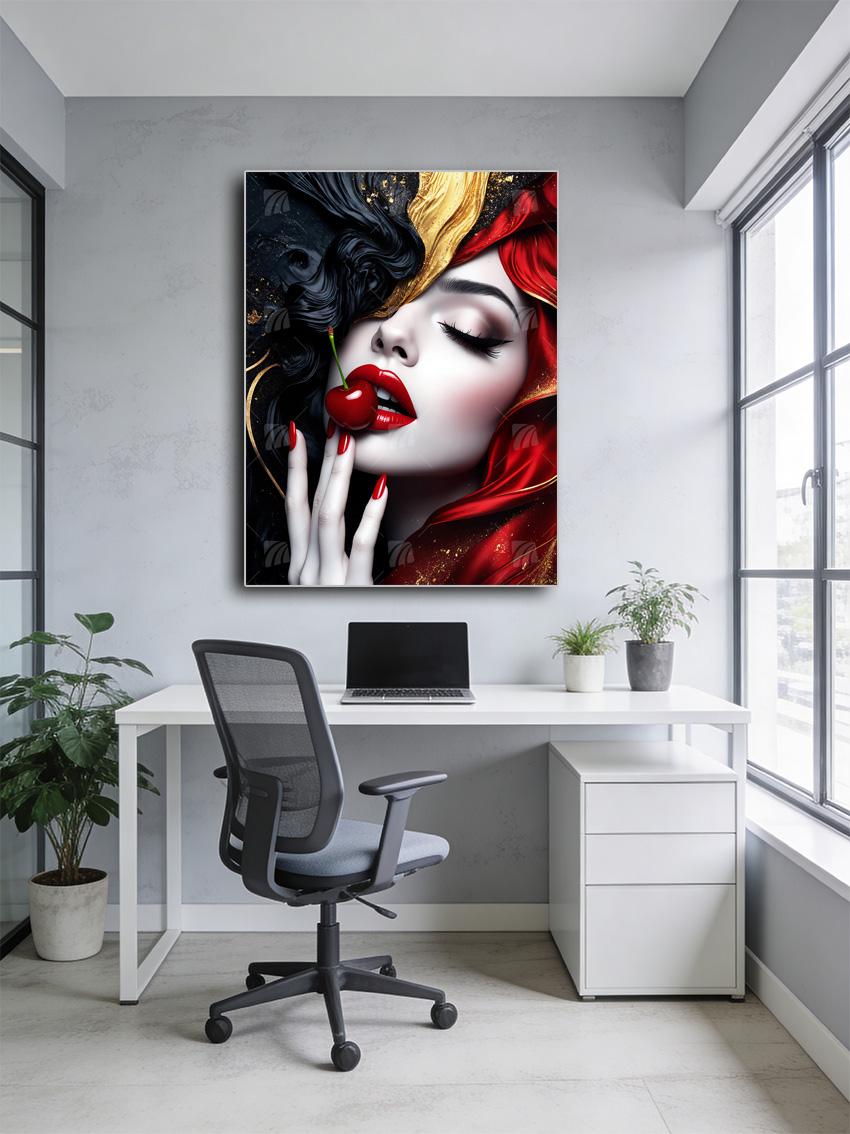 Crimson Temptation Black & Gold Wandbild – Detailansicht