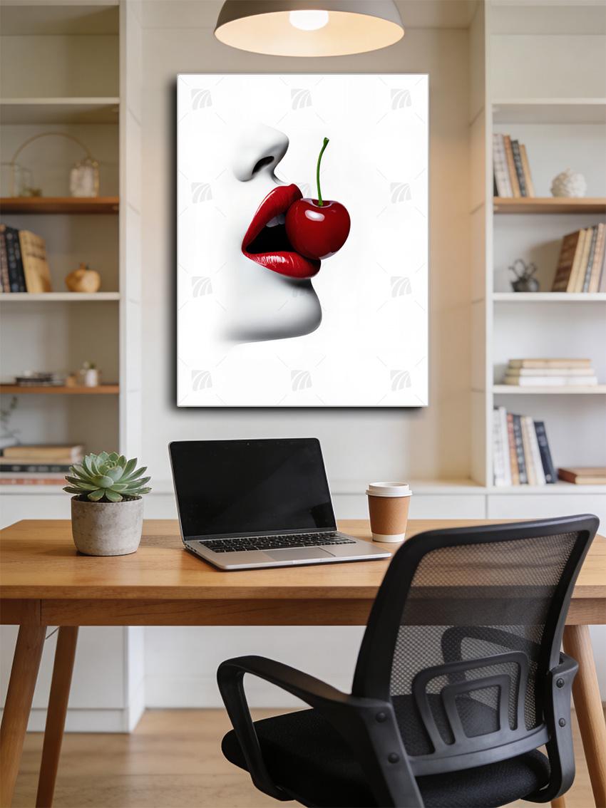 Cherry Kiss Mystische Weiblichkeit Wandbild – Detailansicht