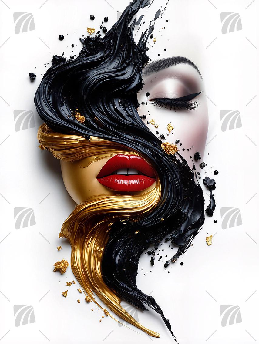 Golden Noir Fusion Black & Gold Wandbild auf Aluminium Dibond Spanntuch