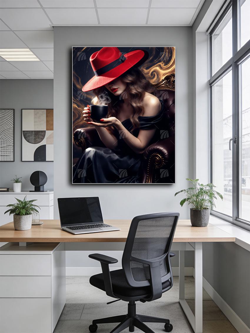 Scarlet Elegance Black & Gold Wandbild – Detailansicht