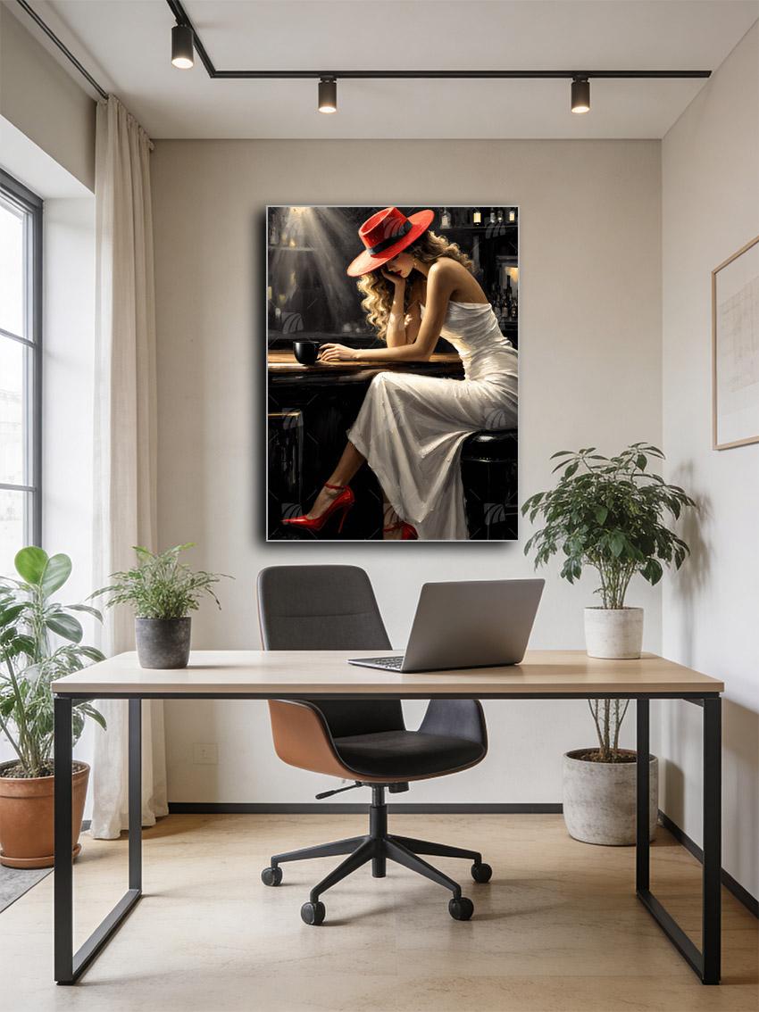 Red Elegance Mystische Weiblichkeit Wandbild – Detailansicht