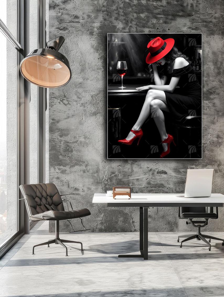 Scarlet Silence Mystische Weiblichkeit Wandbild – Detailansicht