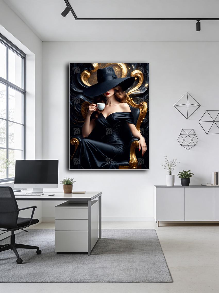 Mystic Elegance Black & Gold Wandbild – Detailansicht