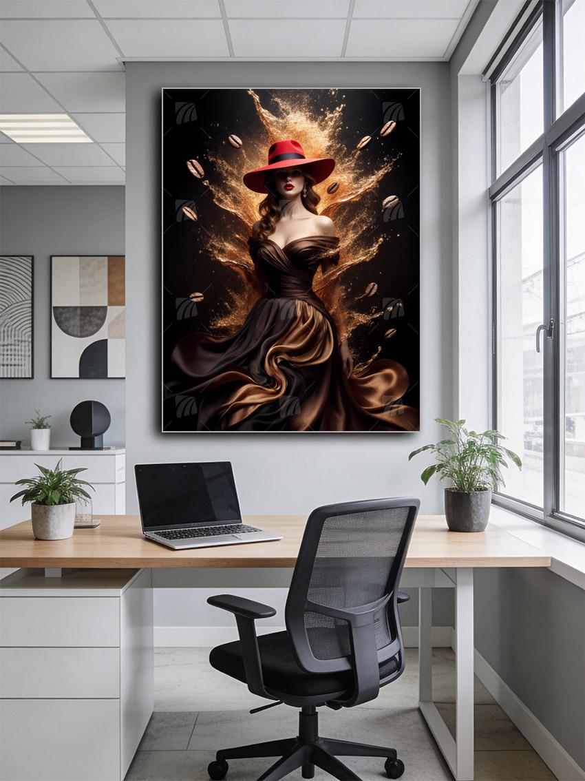 Café Elegance Black & Gold Wandbild – Detailansicht