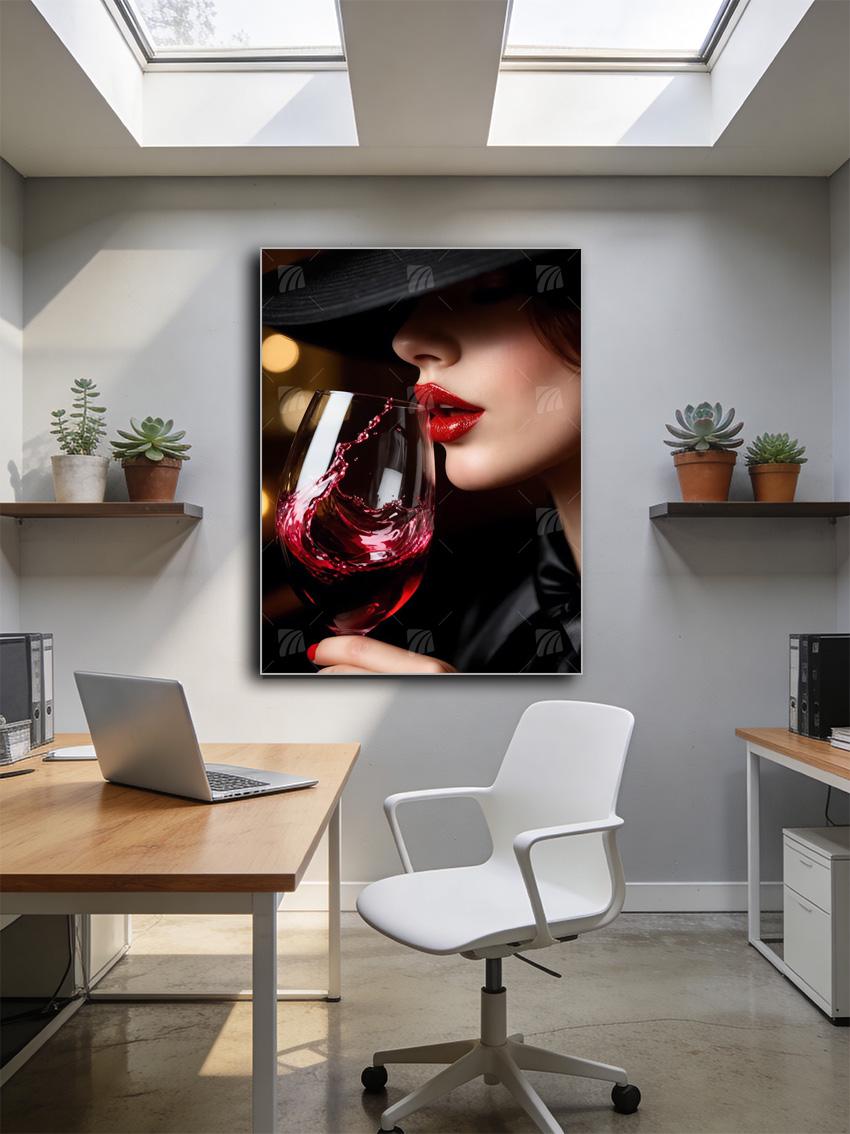 Crimson Allure Mystische Weiblichkeit Wandbild – Detailansicht