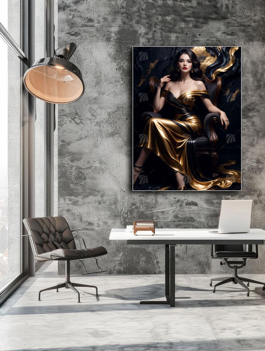  Elegance Black & Gold Wandbild – Detailansicht