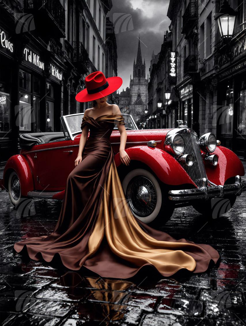 Crimson  Fahrzeuge Wandbild auf Aluminium Dibond Spanntuch