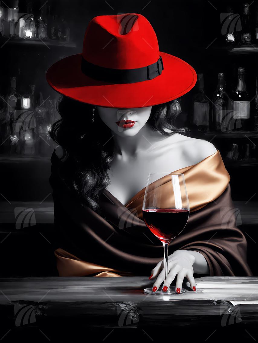 Scarlet Whisper Mystische Weiblichkeit Wandbild auf Aluminium Dibond Spanntuch