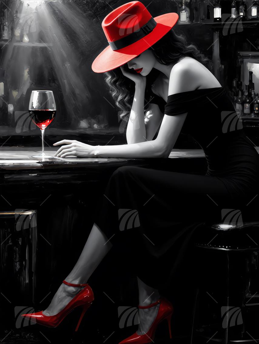 Frau  Elegance Mystische Weiblichkeit Wandbild auf Aluminium Dibond Spanntuch