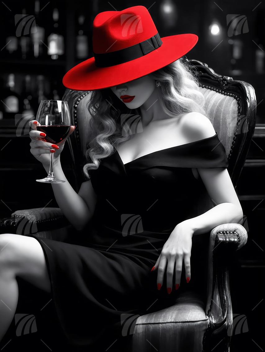 Scarlet  Mystische Weiblichkeit Wandbild auf Aluminium Dibond Spanntuch