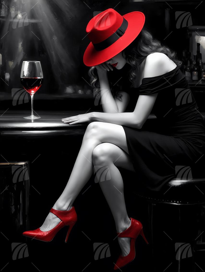 Elegante Frau Mystische Weiblichkeit Wandbild auf Aluminium Dibond Spanntuch