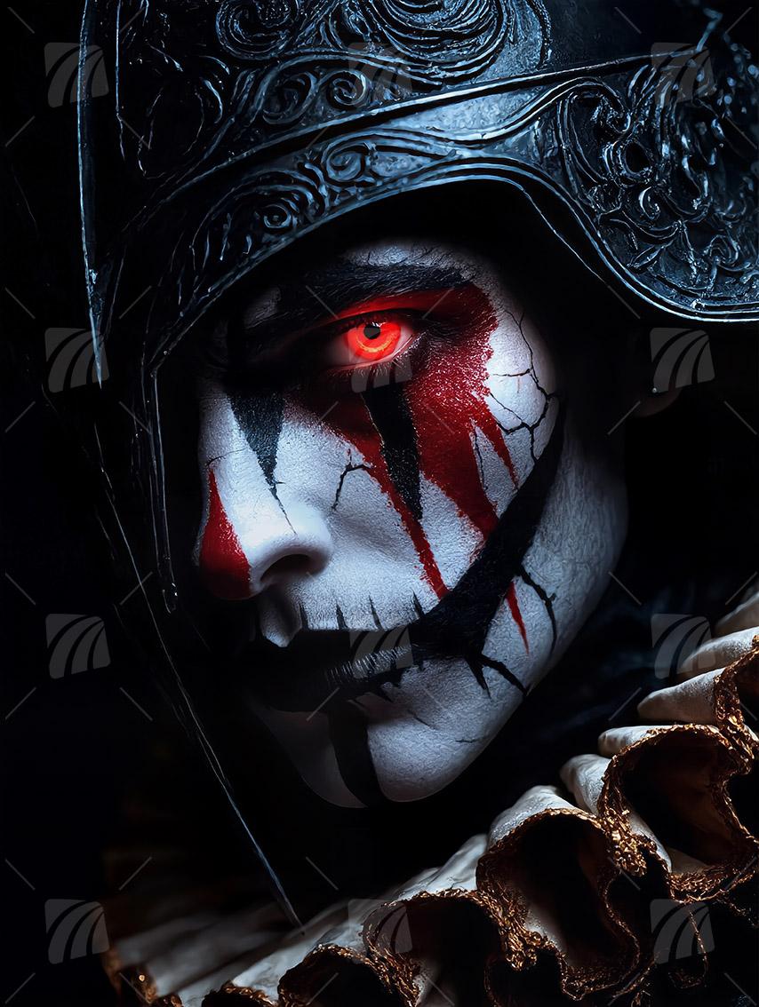 Crimson Glare Gilded Harlequins Wandbild auf Aluminium Dibond Spanntuch