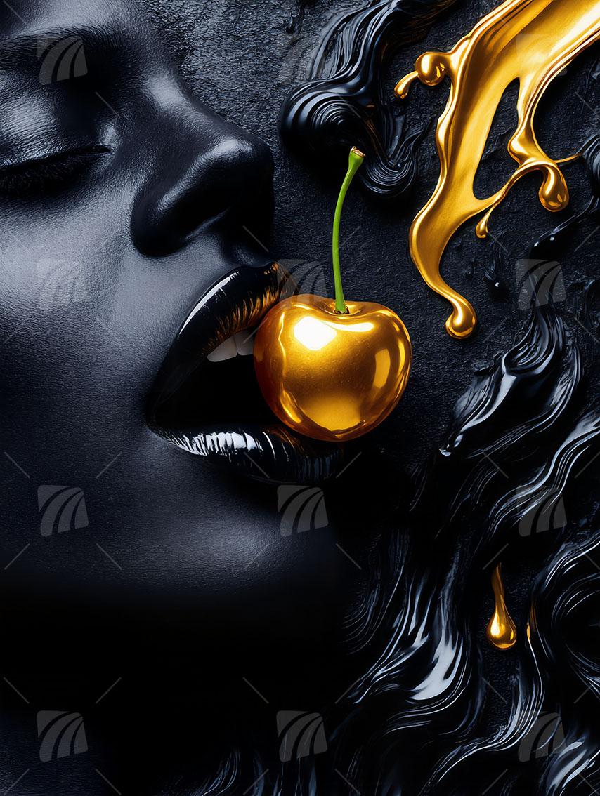 Golden Temptation Black & Gold Wandbild auf Aluminium Dibond Spanntuch