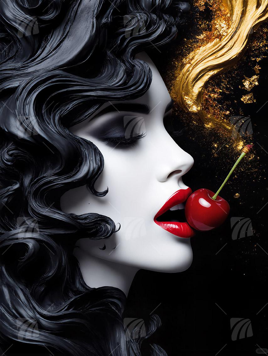 Kunstwerk zeigt Black & Gold Wandbild auf Aluminium Dibond Spanntuch