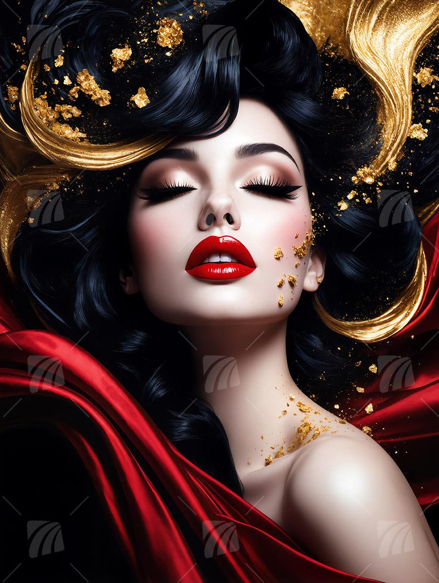 Golden Allure Black & Gold Wandbild auf Aluminium Dibond Spanntuch