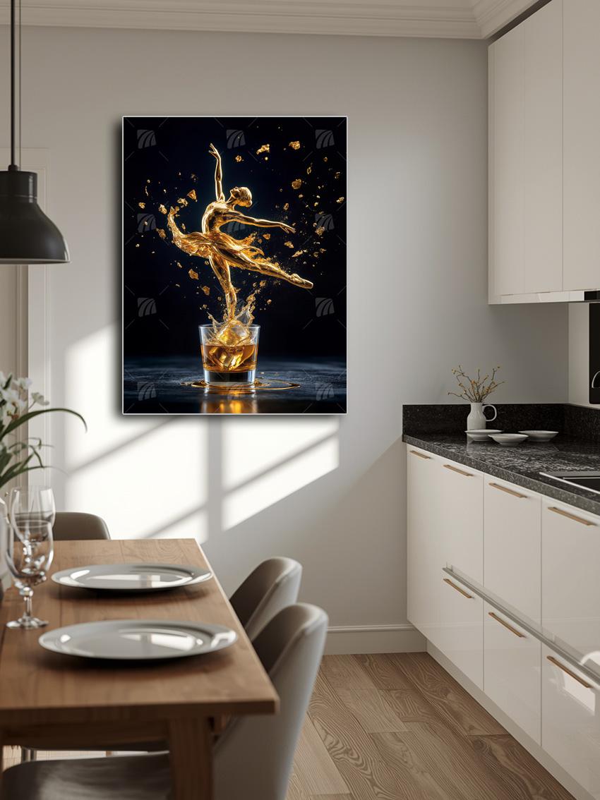 Golden Dance Black & Gold Wandbild – Detailansicht
