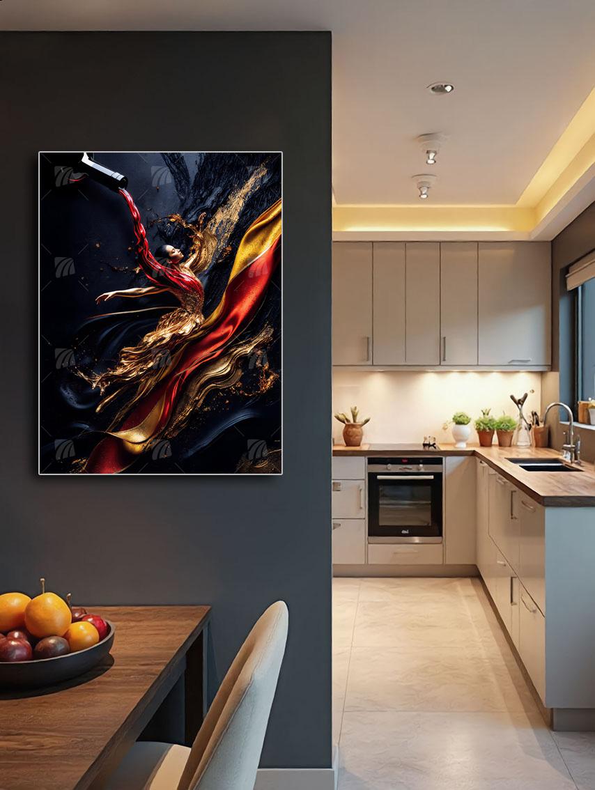 Liquid Elegance Black & Gold Wandbild – Detailansicht