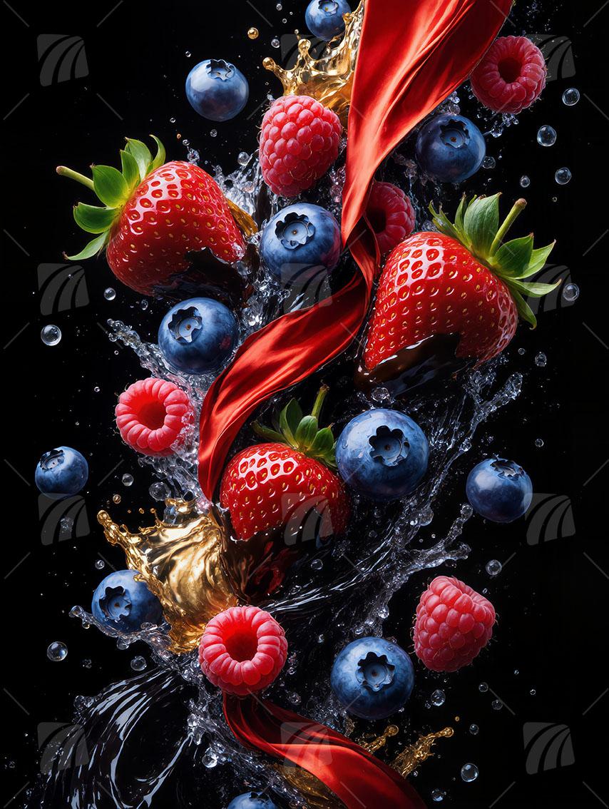 Berry Symphony kitchen Wandbild auf Aluminium Dibond Spanntuch