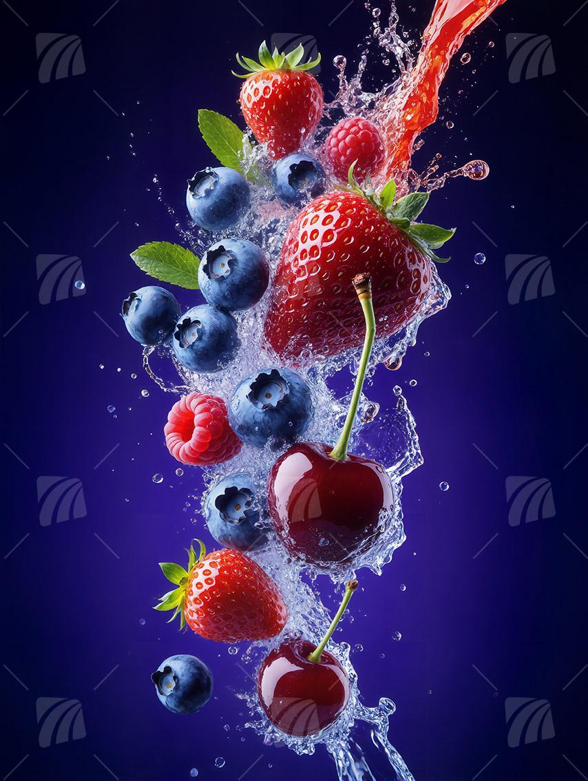 Fruit Symphony kitchen Wandbild auf Aluminium Dibond Spanntuch