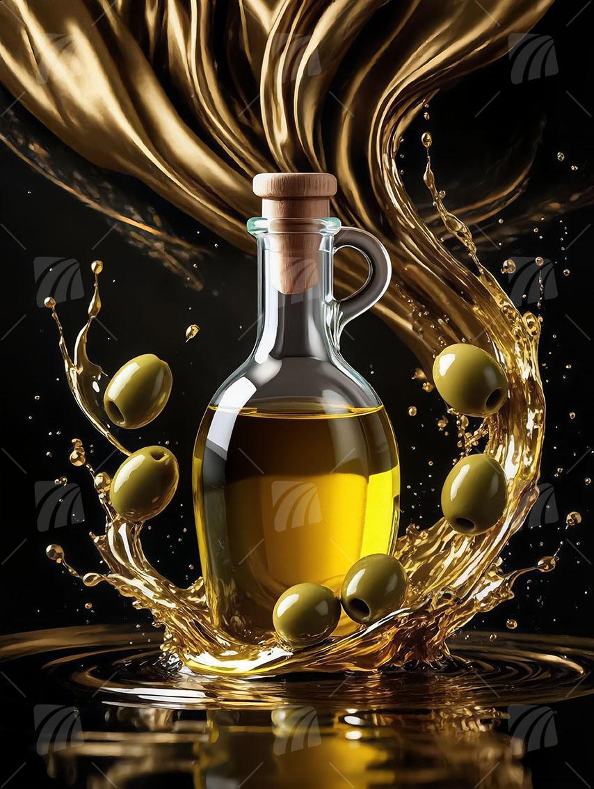 Olivenöl kitchen Wandbild auf Aluminium Dibond Spanntuch