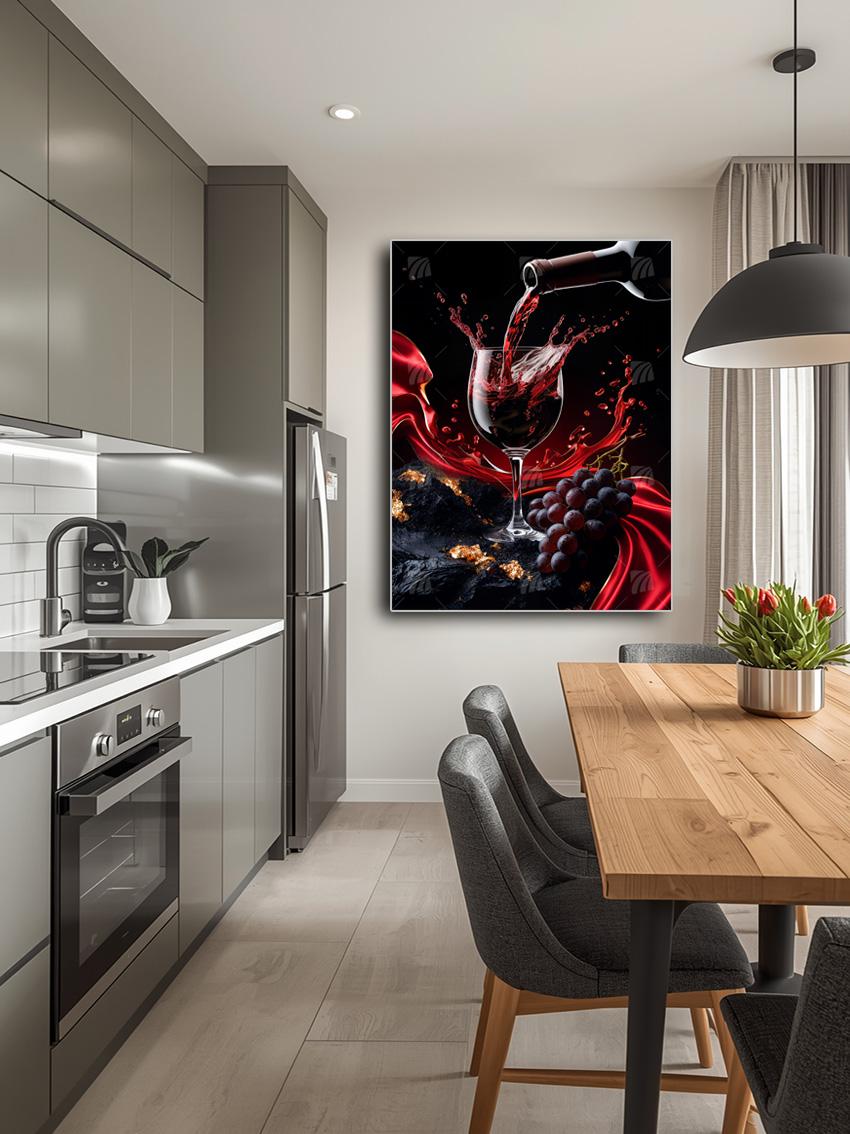 Rotwein in ein Glas kitchen Wandbild – Detailansicht