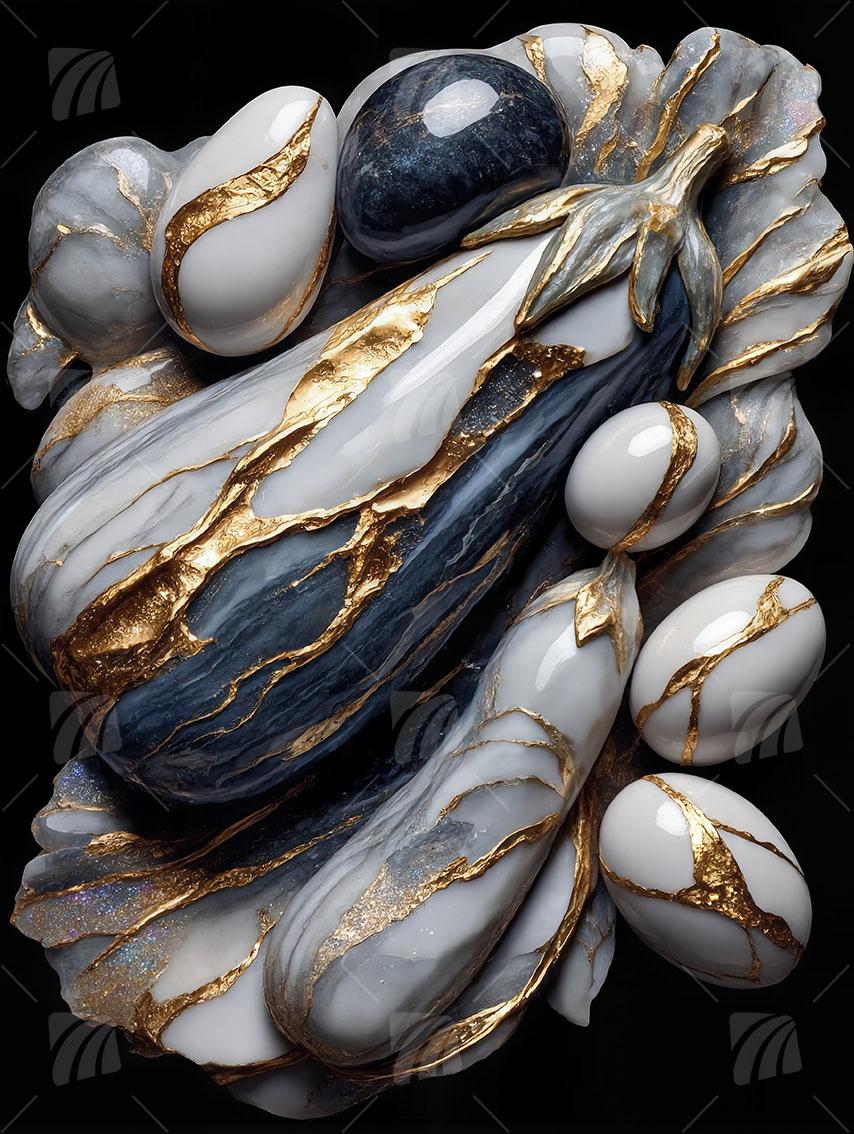 Golden Flow kitchen Wandbild auf Aluminium Dibond Spanntuch