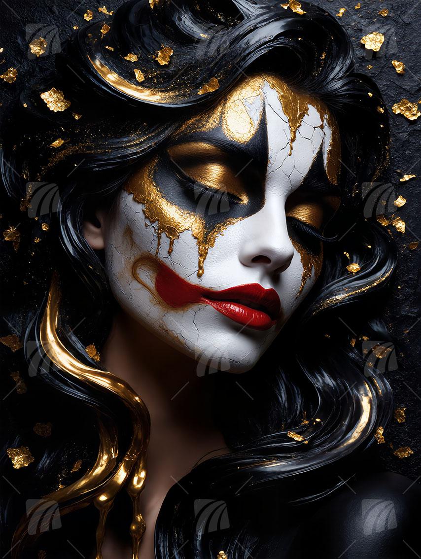 Gilded Enigma Black & Gold Wandbild auf Aluminium Dibond Spanntuch