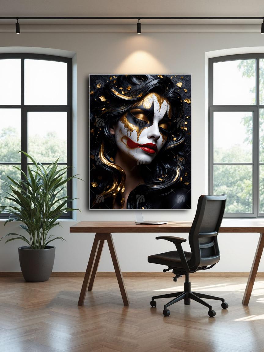 Gilded Enigma Black & Gold Wandbild – Detailansicht