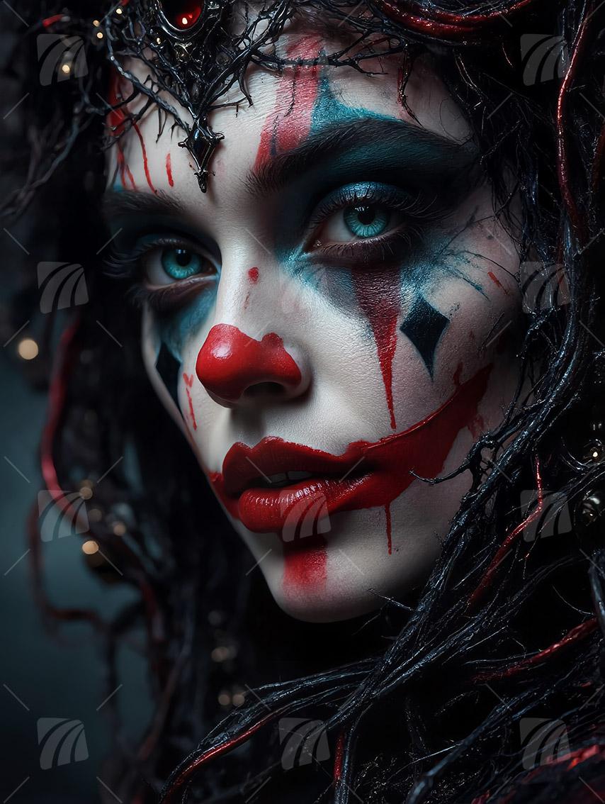 Enigmatic Harlequin Gilded Harlequins Wandbild auf Aluminium Dibond Spanntuch