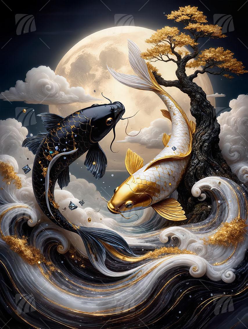 Lunar Harmony Nature Wandbild auf Aluminium Dibond Spanntuch