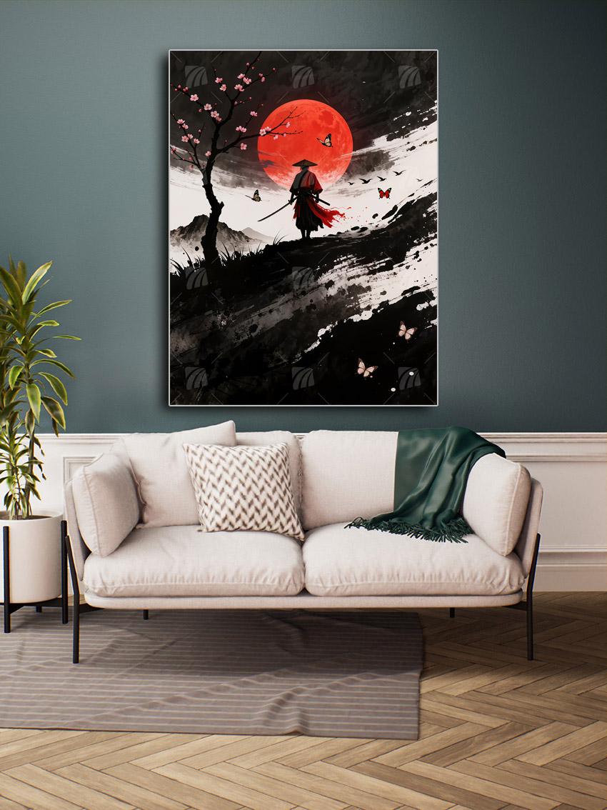 Scarlet Samurai Black & Gold Wandbild – Detailansicht