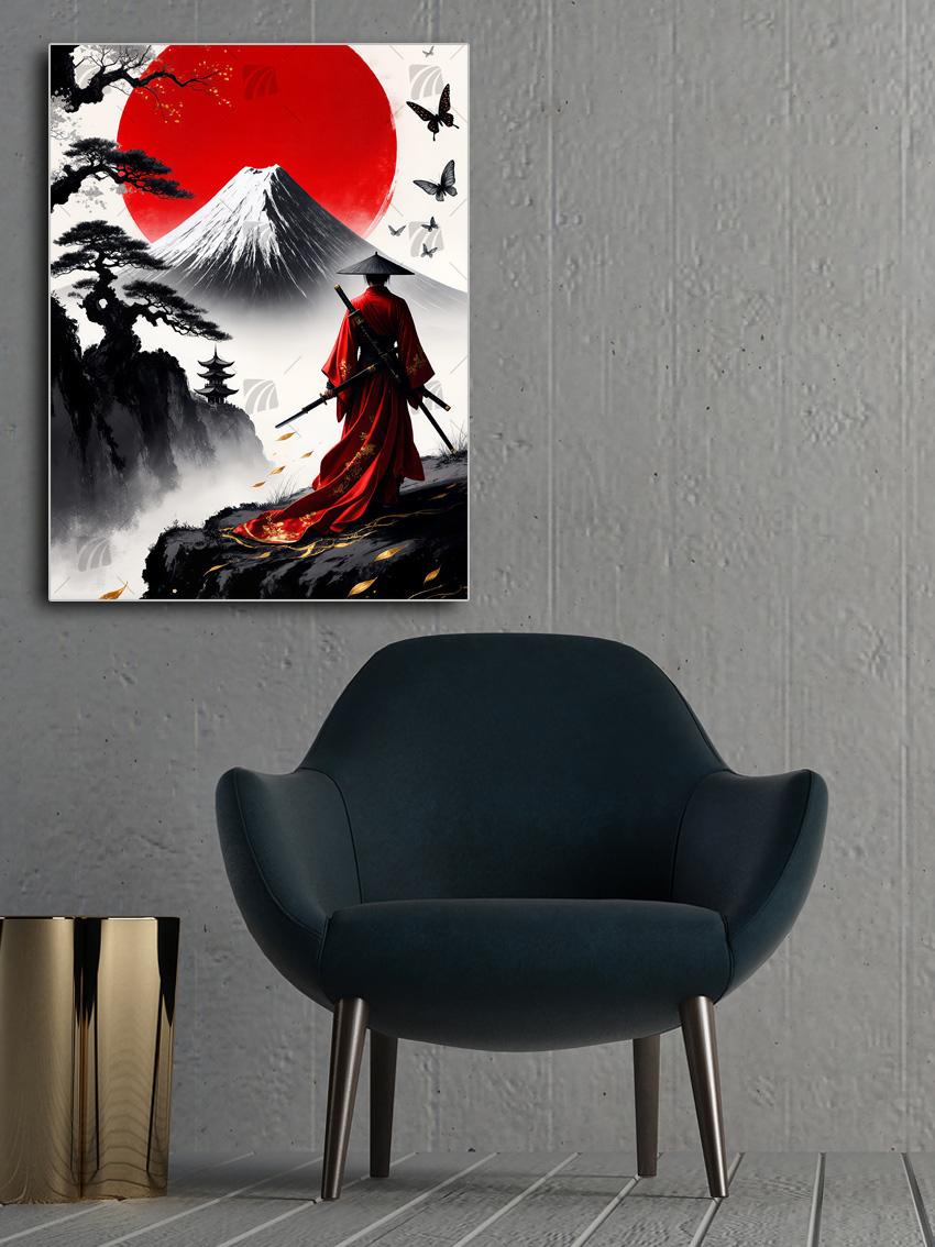 Samurai Reverie Black & Gold Wandbild – Detailansicht