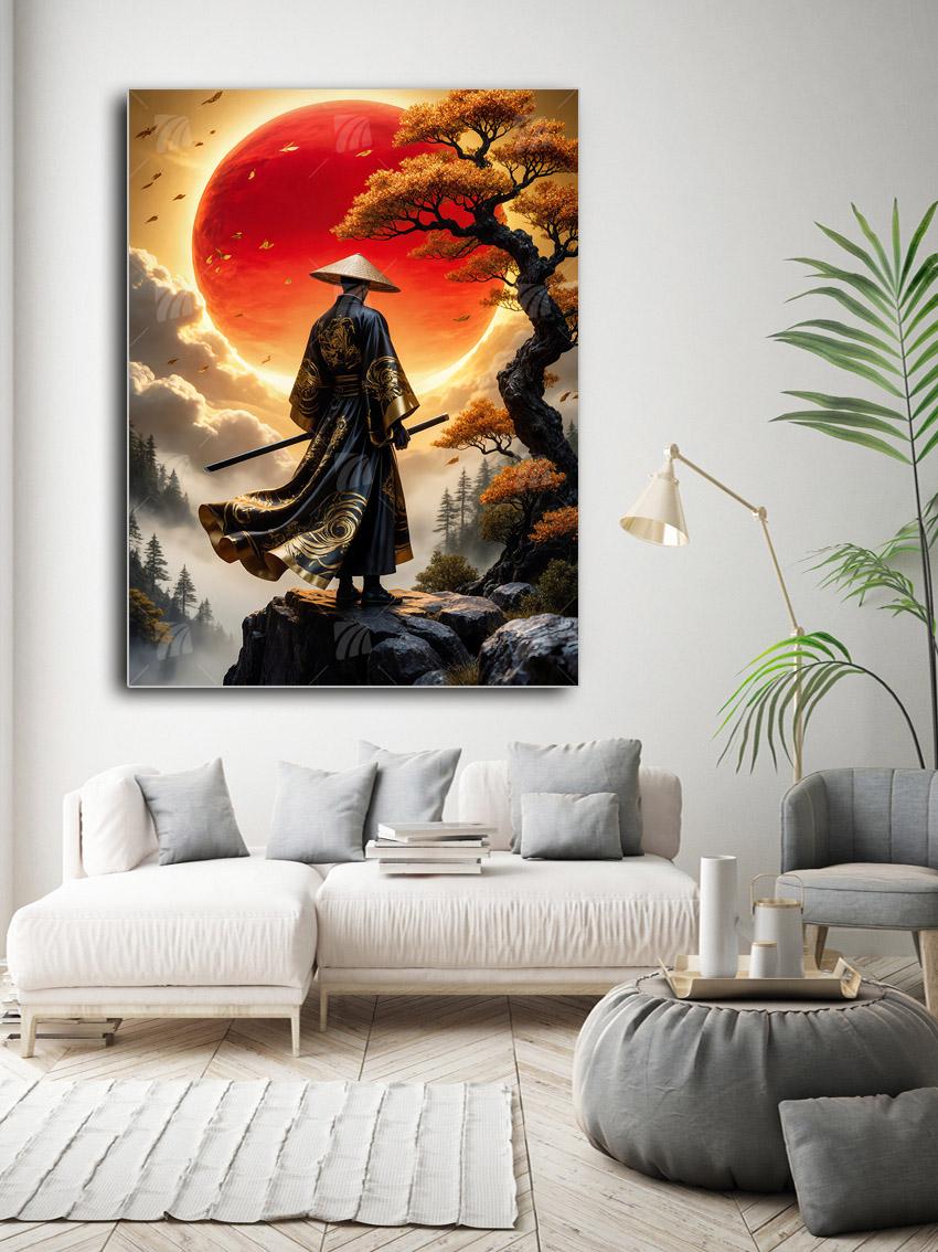 Sonnenkrieger Japanische Ästhetik Wandbild – Detailansicht