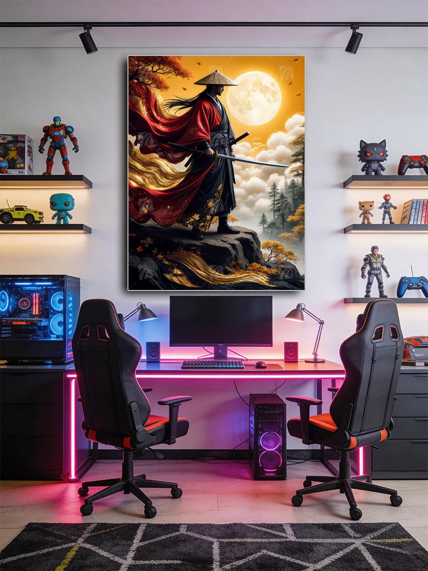 Moonlit Samurai Krieger Wandbild – Detailansicht